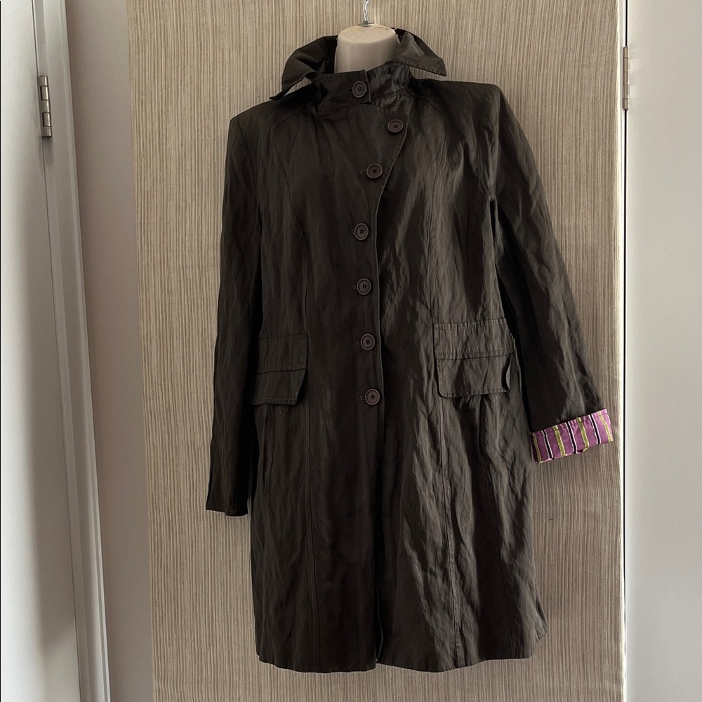 Cassani Women's taupe brown Button-Up Trench Coat Size: Italy 50/8